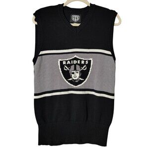 OTS NFL Mens Oakland Raiders Black Football Pullover Sweater Vest Small